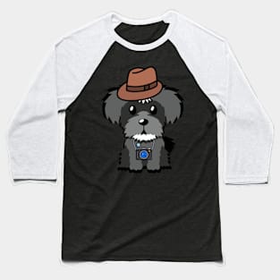 Funny schnauzer is holding a camera Baseball T-Shirt